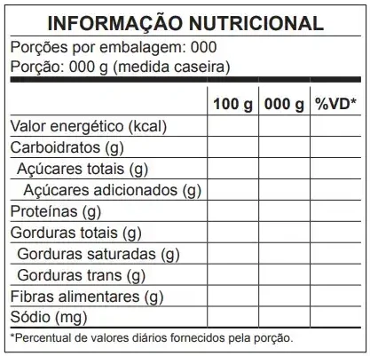Tabela Nutricional